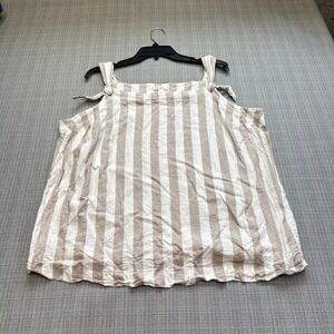 Coastal Linen Blend Tie Shoulder Tank Top 1X LC Lauren Conrad Euro Summer Resort